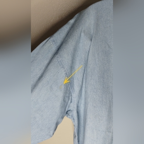 VINTAGE 80s Forenza Women's Large Tunic Shirt Chambray Denim Southwestern Relax - Picture 7 of 9